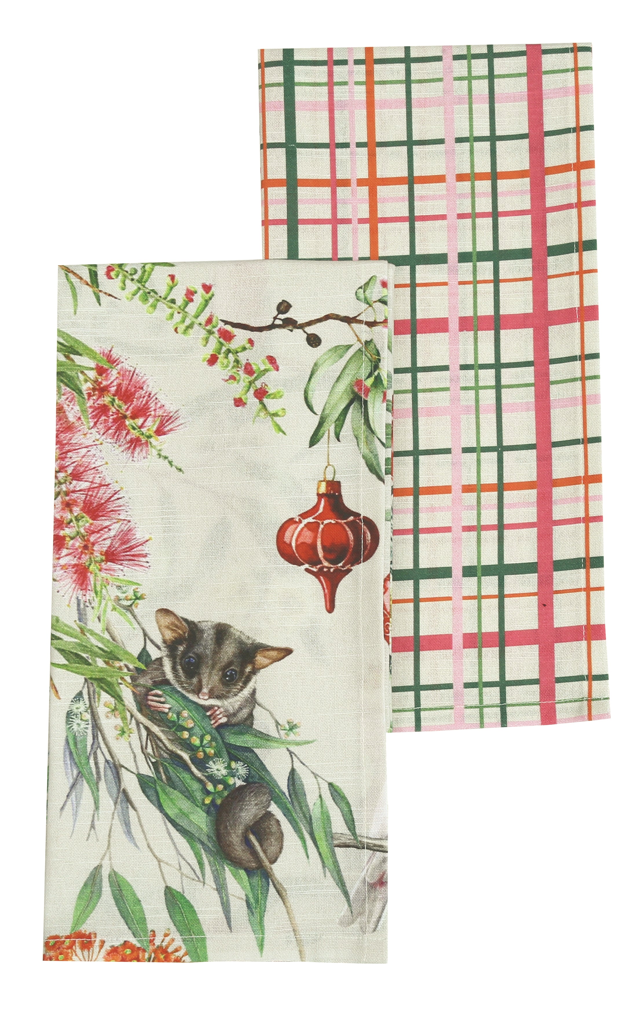 Australian Flora & Fauna Tea Towel Set of 2 50x70cm Beige Multi