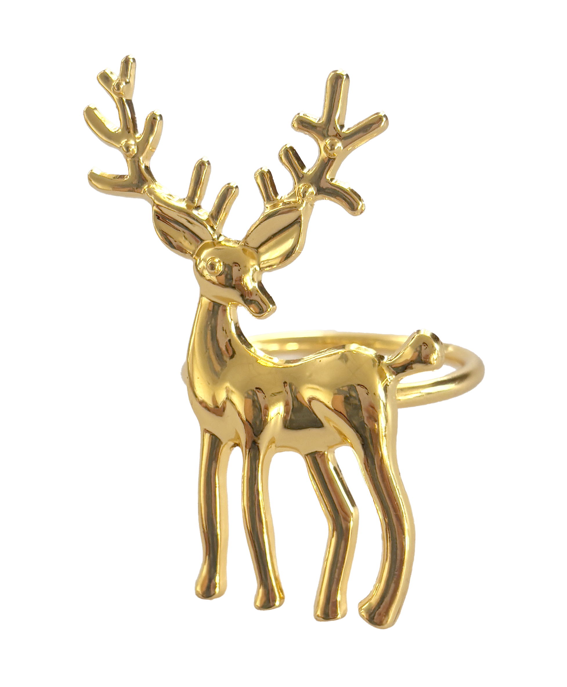 Reindeer Napkin Ring Set of 4 6.2x5.8x4.3cm Gold