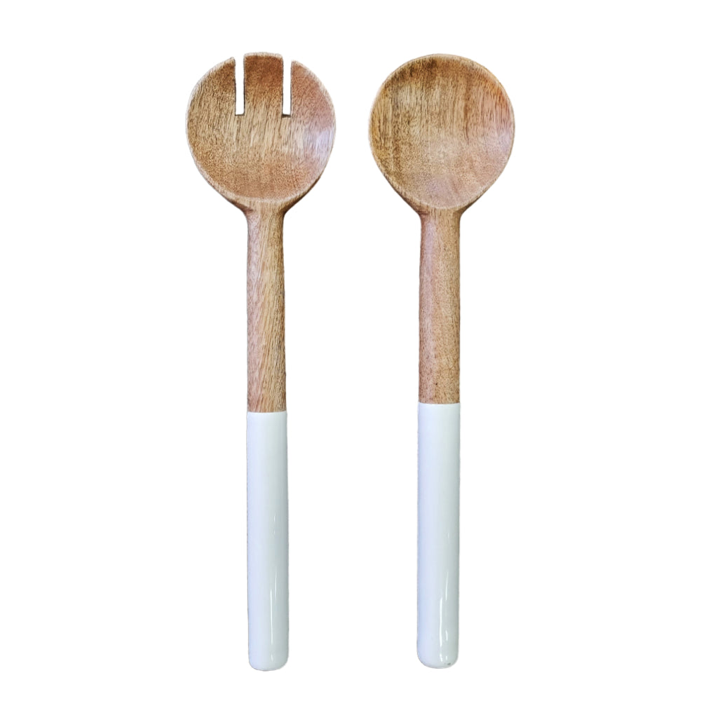 Stella Salad Servers 30x7x2cm White & Natural
