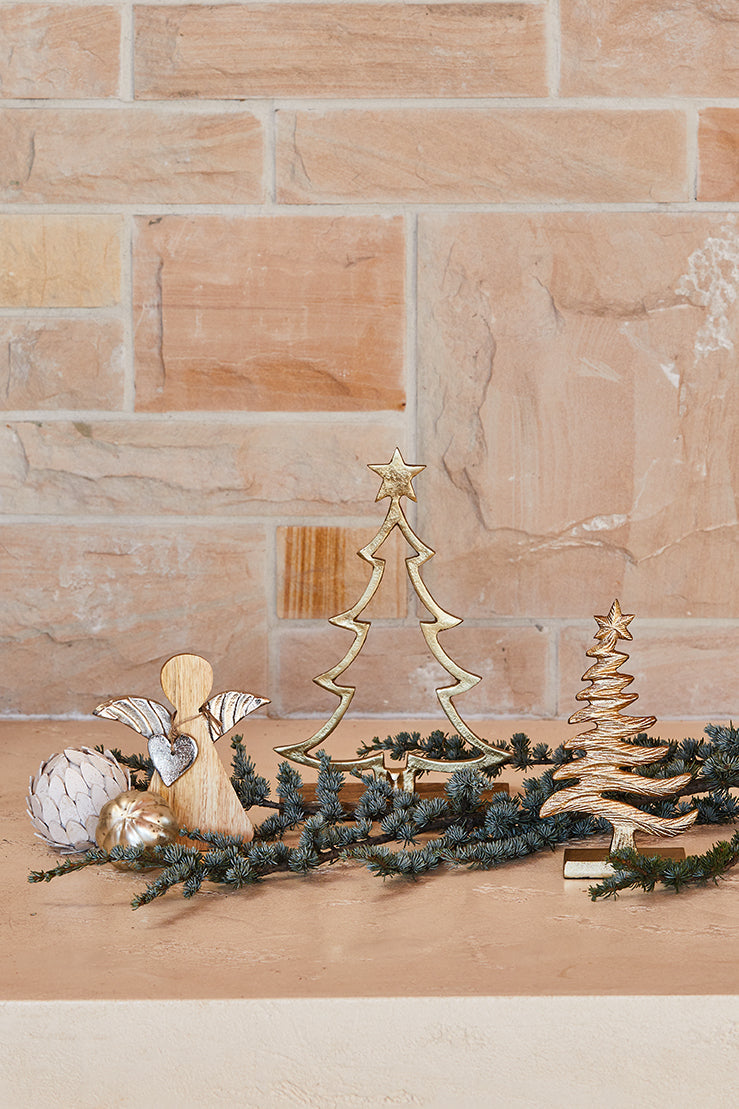 Frosty X-Mas Tree on Base Large 10x5x23cm Gold