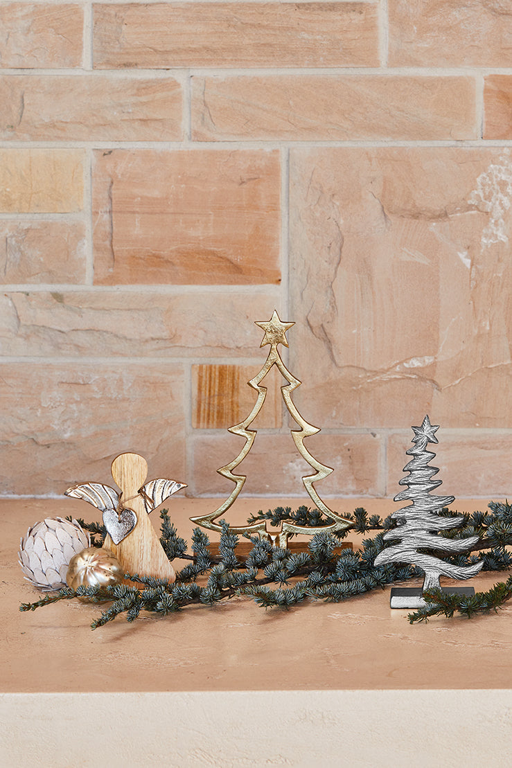 Frosty X-Mas Tree on Base Small 10x5x18cm Nickel