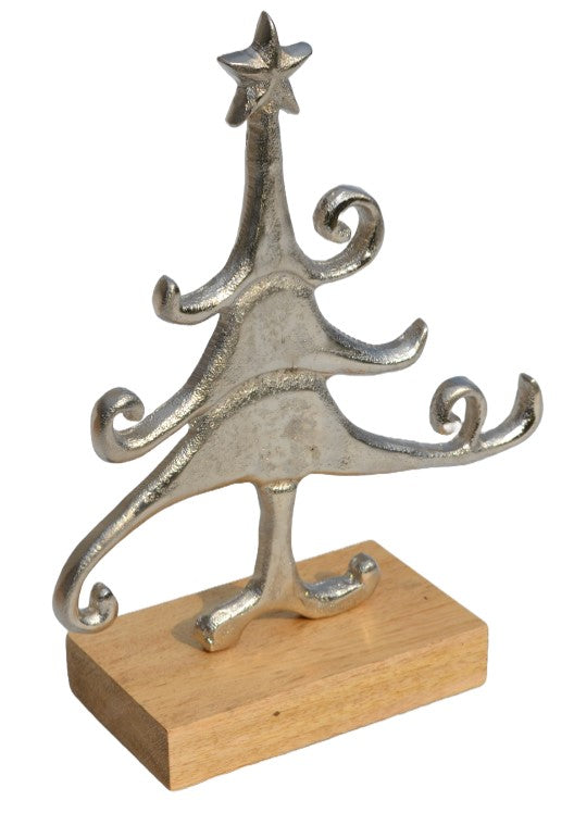 Whimsical Wood and Metal Decor Object 20x8x24cm Silver