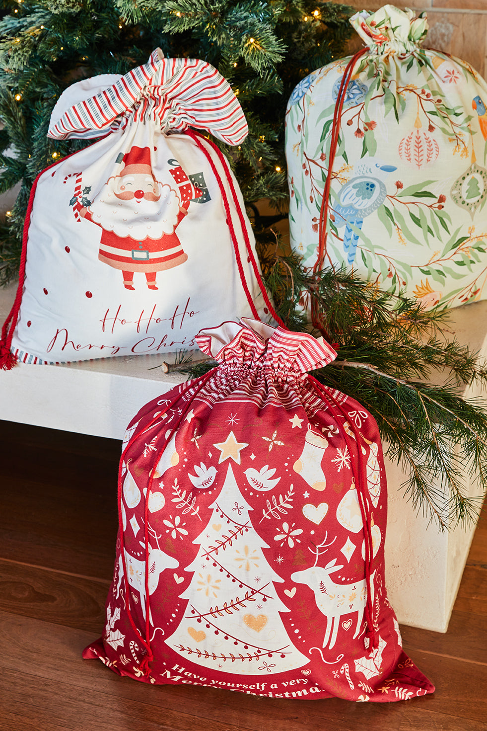 Scandi Yule Santa Sack 60x80x1.5cm Red Multi