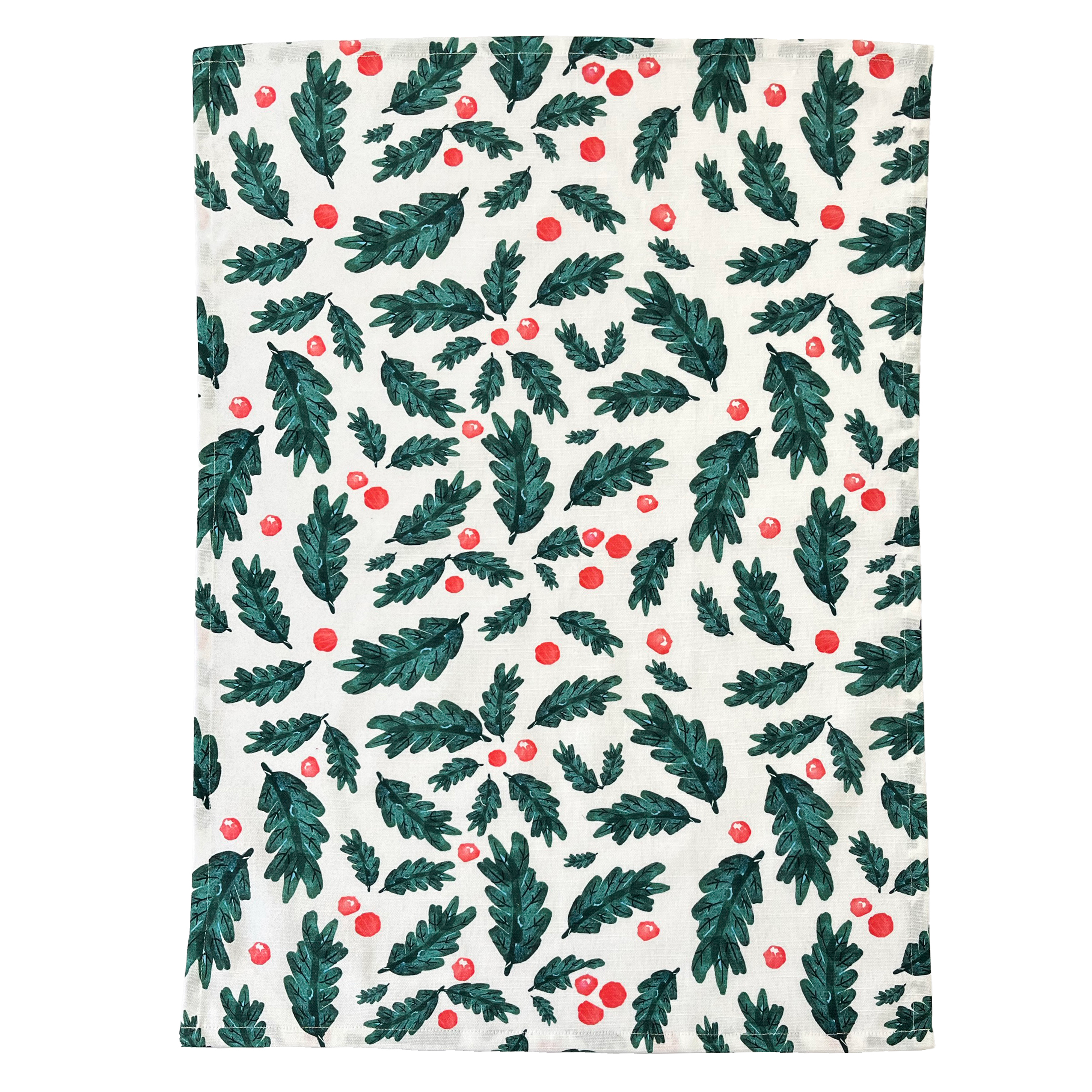Christmas Foliage Tea Towel 2pk 50x70x1.5cm Green Multi