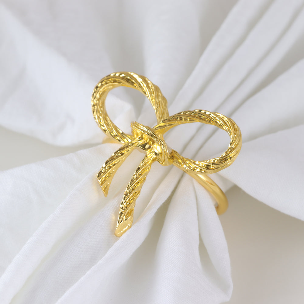Bow Napkin Ring Set of 4 4.75x4.6x4.8cm Gold