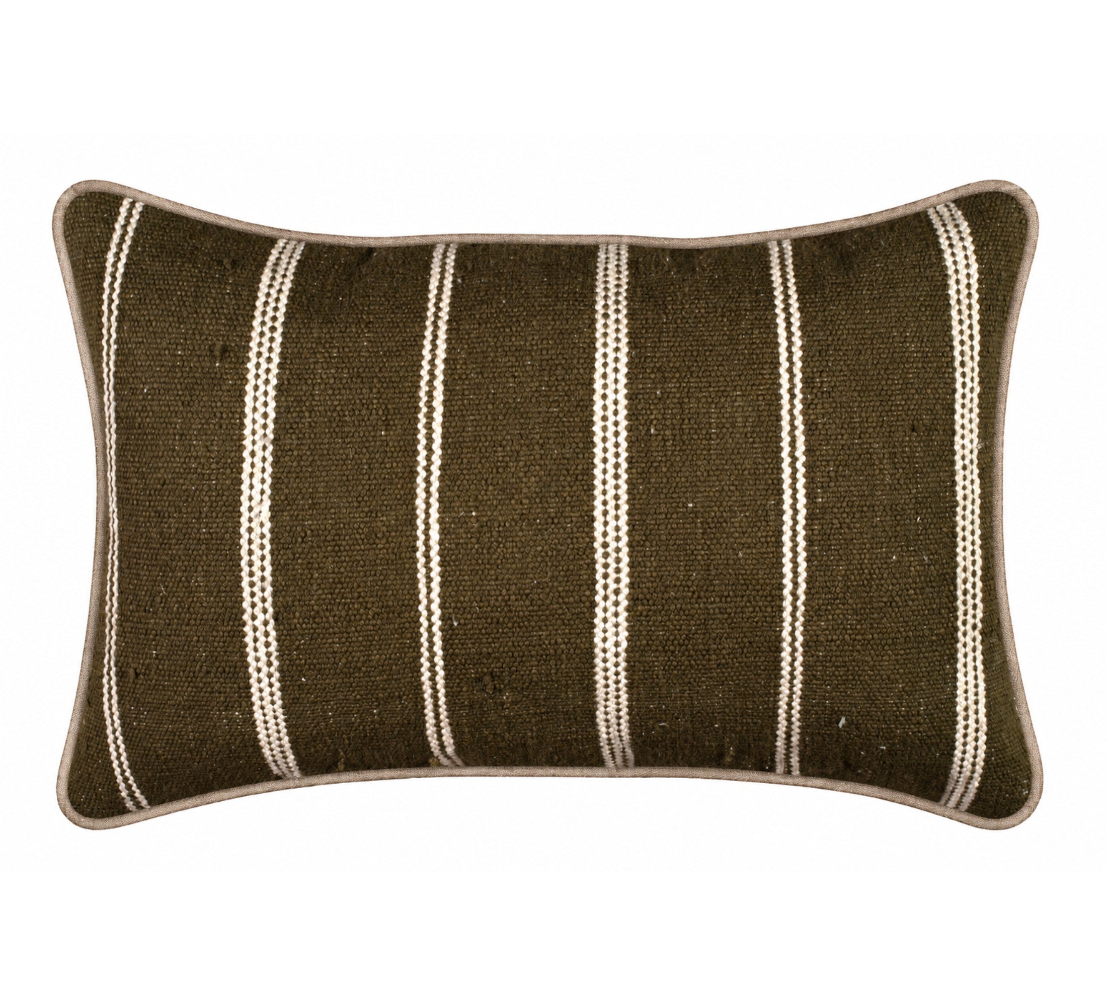 Eren Handwoven Stripe Cushion 35x55cm Olive & Natural