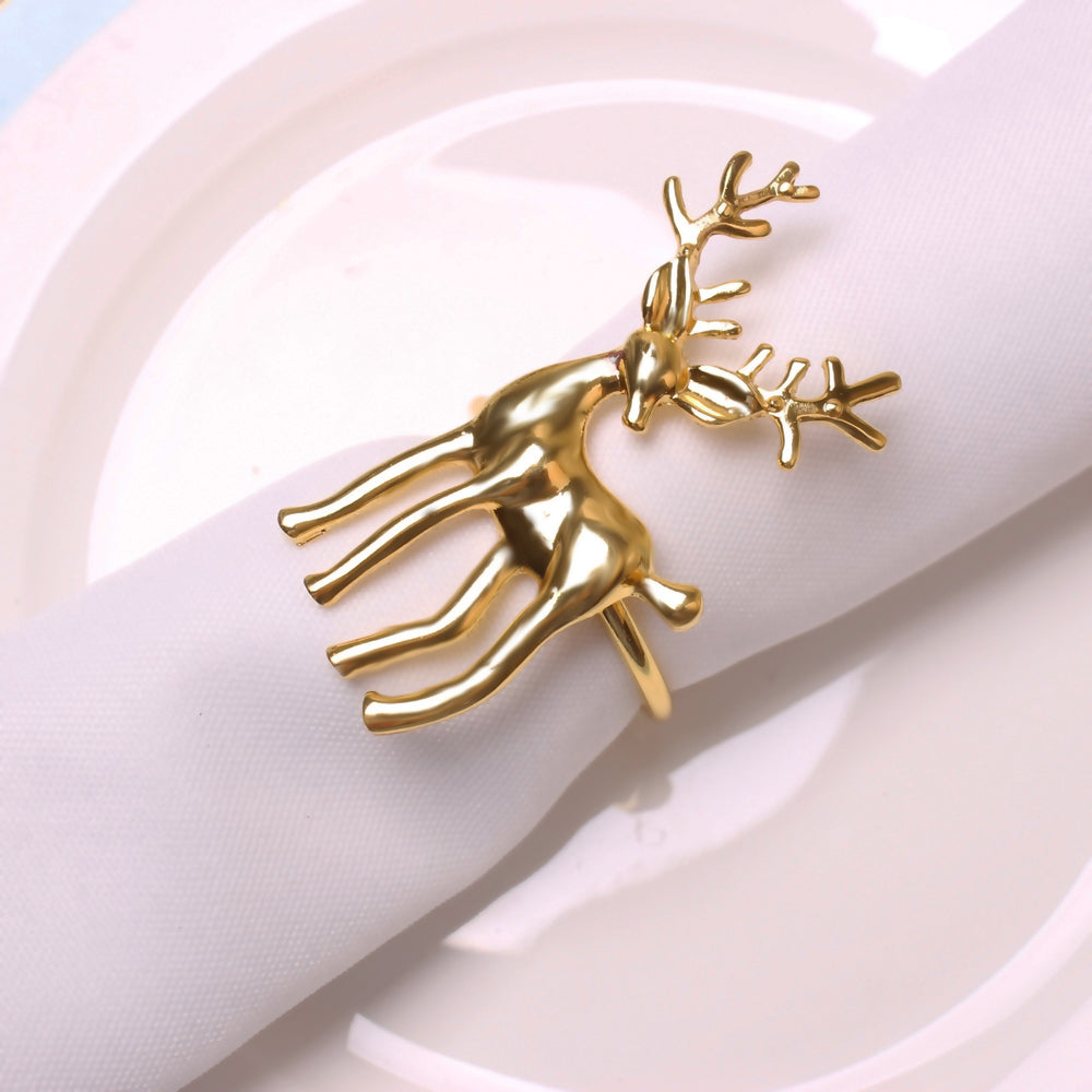 Reindeer Napkin Ring Set of 4 6.2x5.8x4.3cm Gold