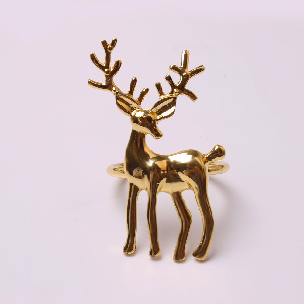 Reindeer Napkin Ring Set of 4 6.2x5.8x4.3cm Gold