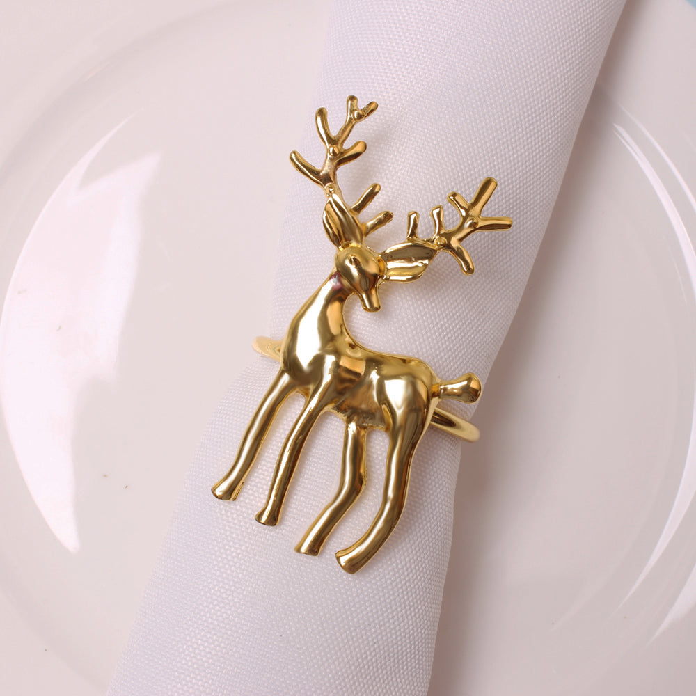 Reindeer Napkin Ring Set of 4 6.2x5.8x4.3cm Gold