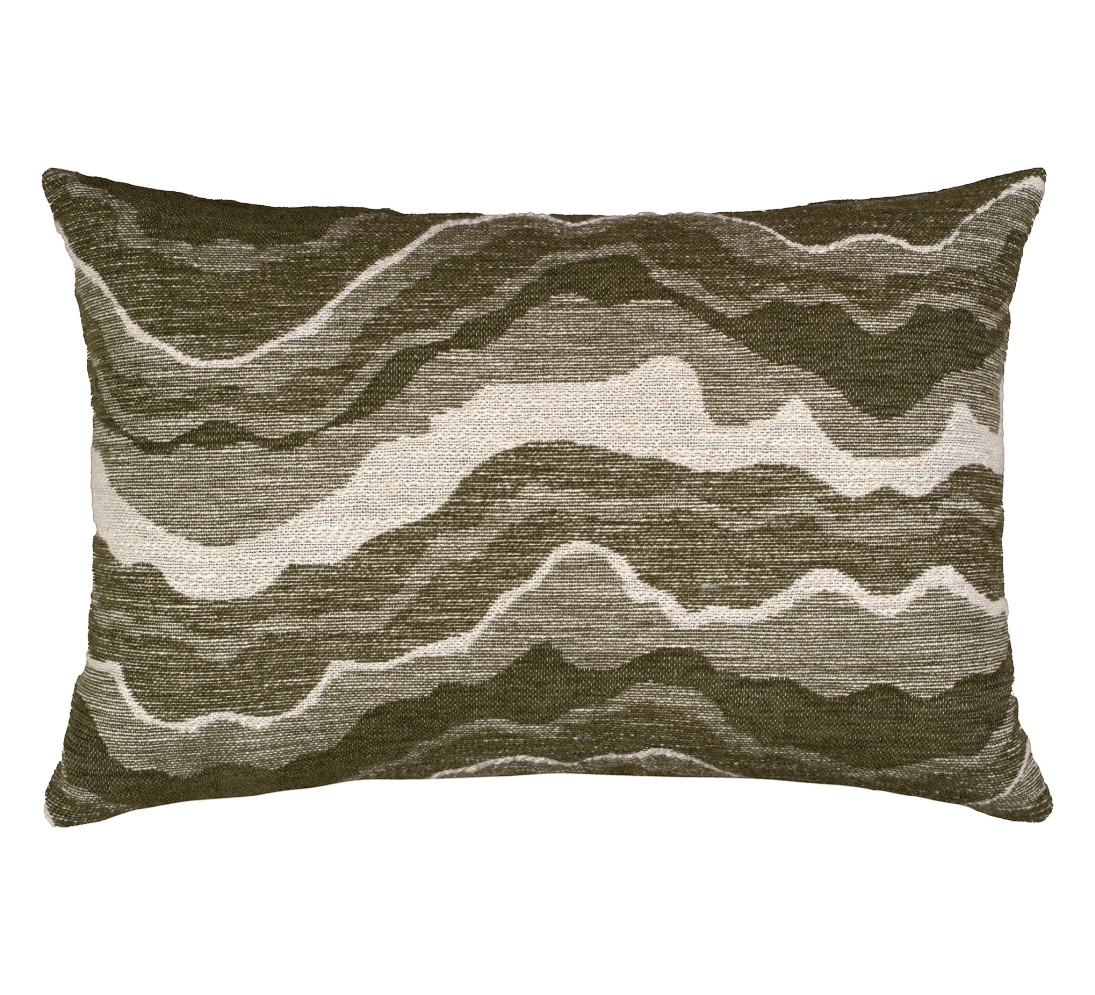 Samara Chenille Linen Blend Woven Cushion 35x55cm Olive