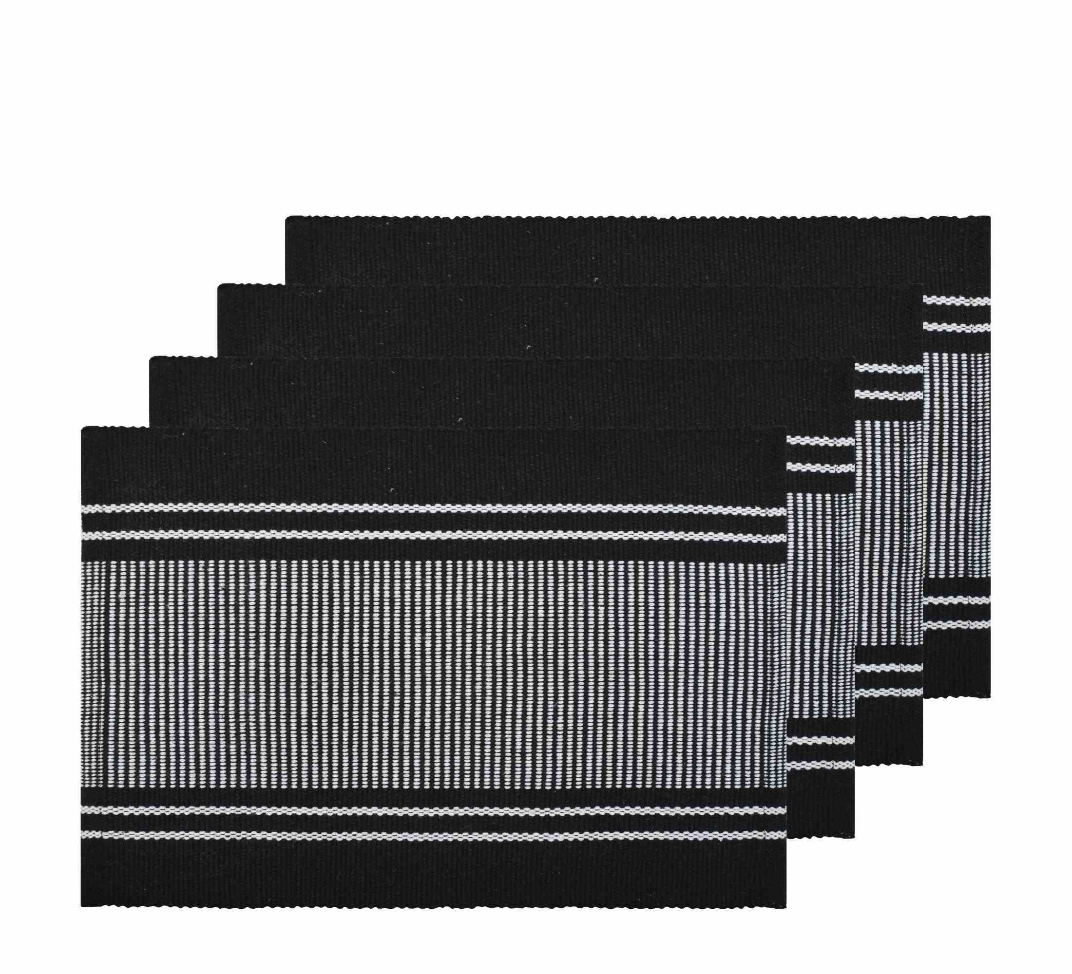 Provence Stripe Placemat Set of 4 33x48cm Jet Black