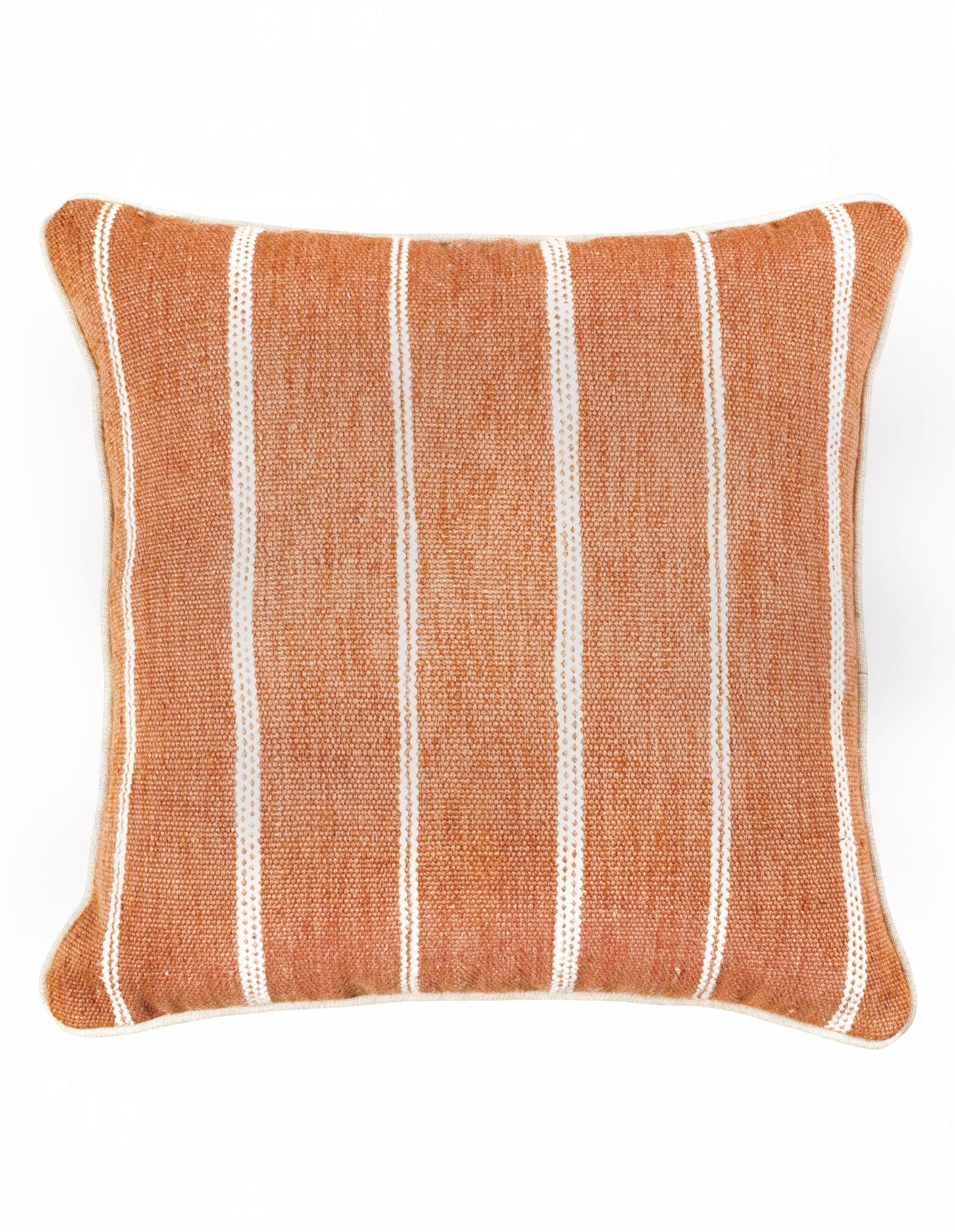 Eren Handwoven Stripe Cushion 50x50cm Rust & Natural