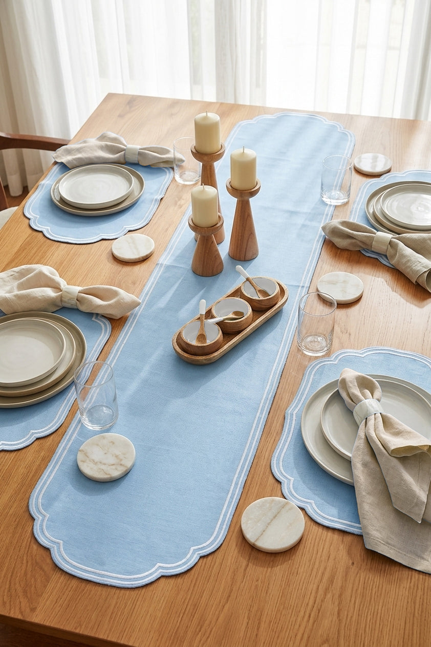 Gelato Scalloped Runner 40x145cm Baby Blue