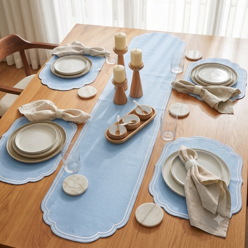 Gelato Scalloped Placemat Set of 4 33x48cm Baby Blue