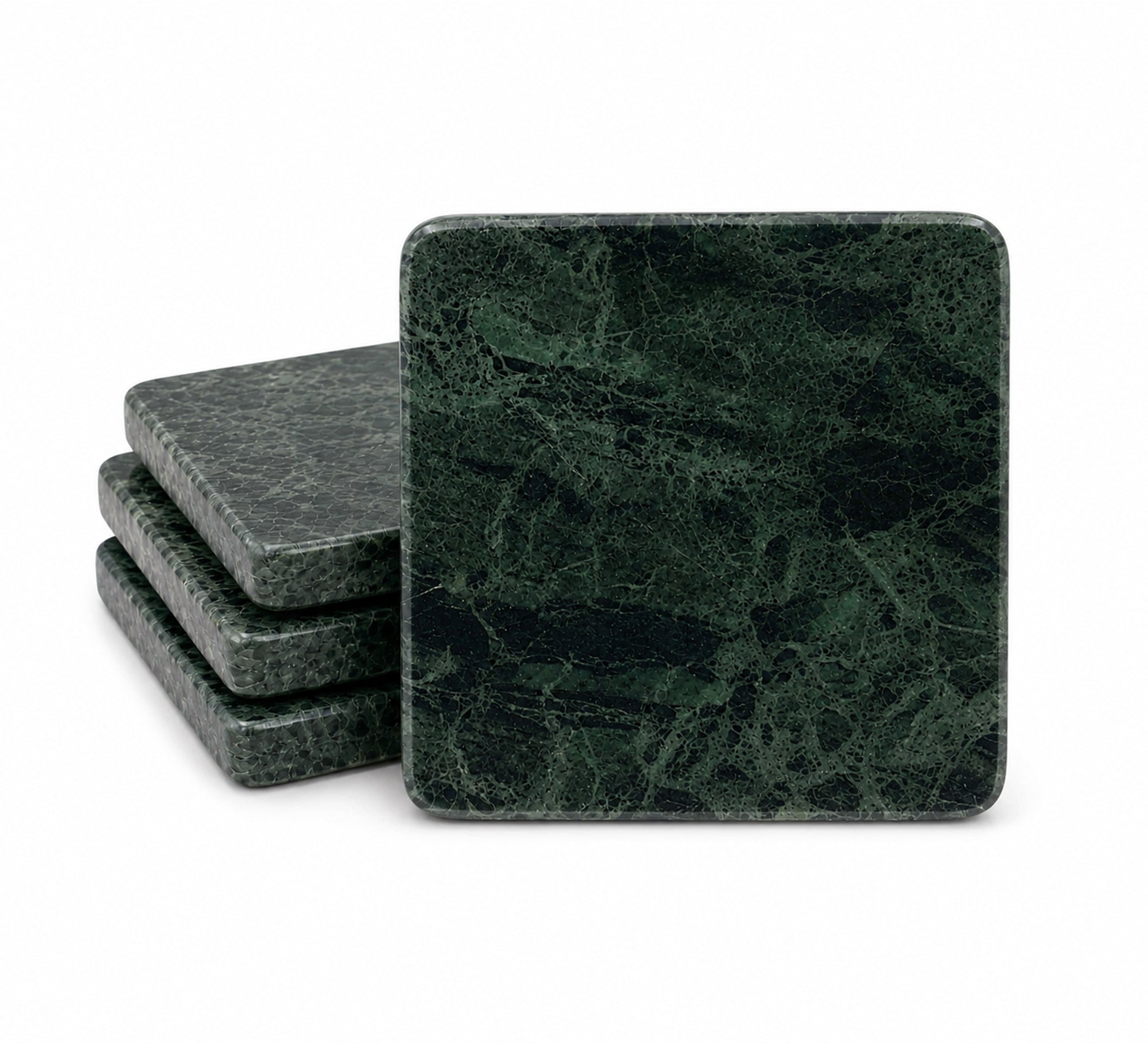 Bosco Square Marble Coaster Set of 4 10x10x4.5cm Green