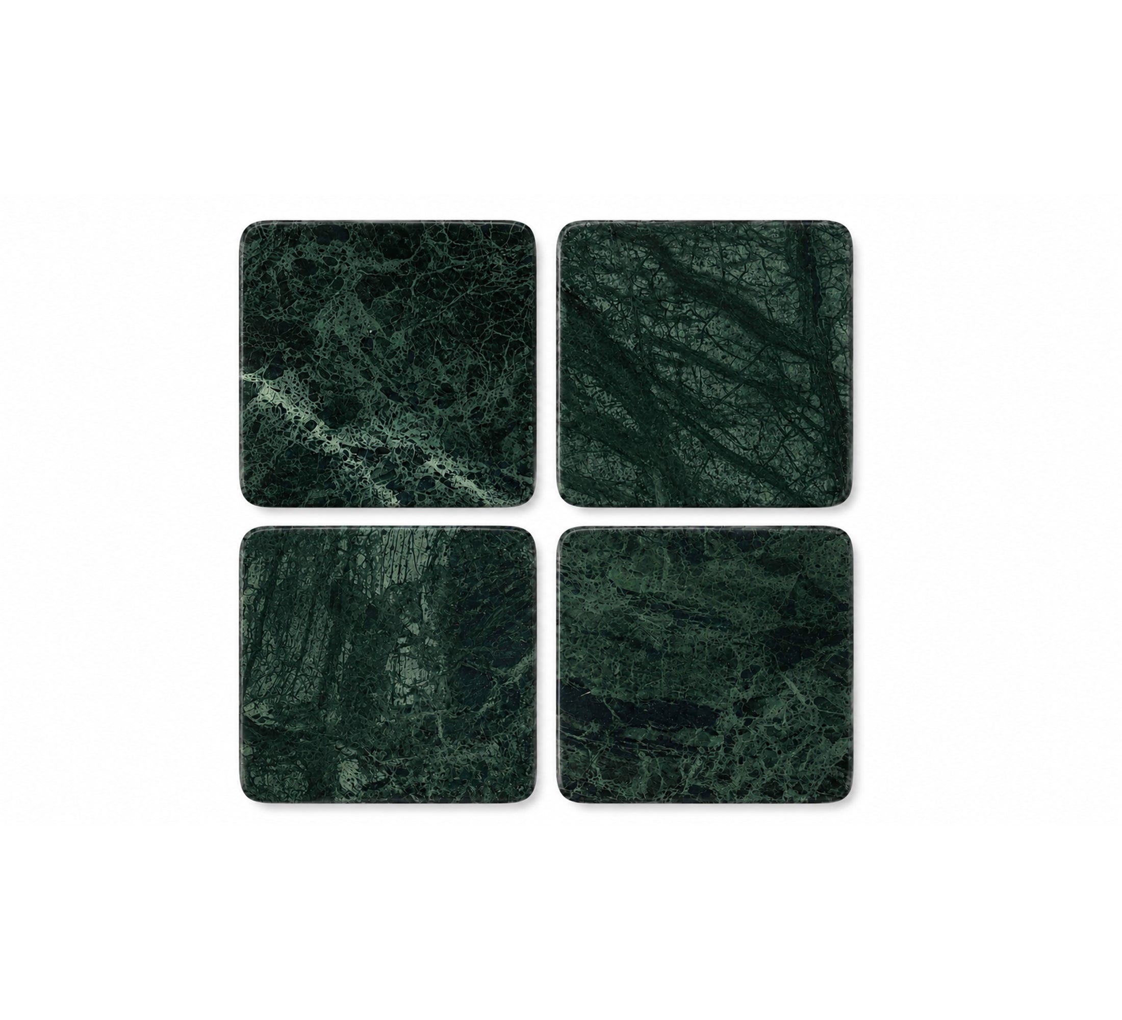 Bosco Square Marble Coaster Set of 4 10x10x4.5cm Green