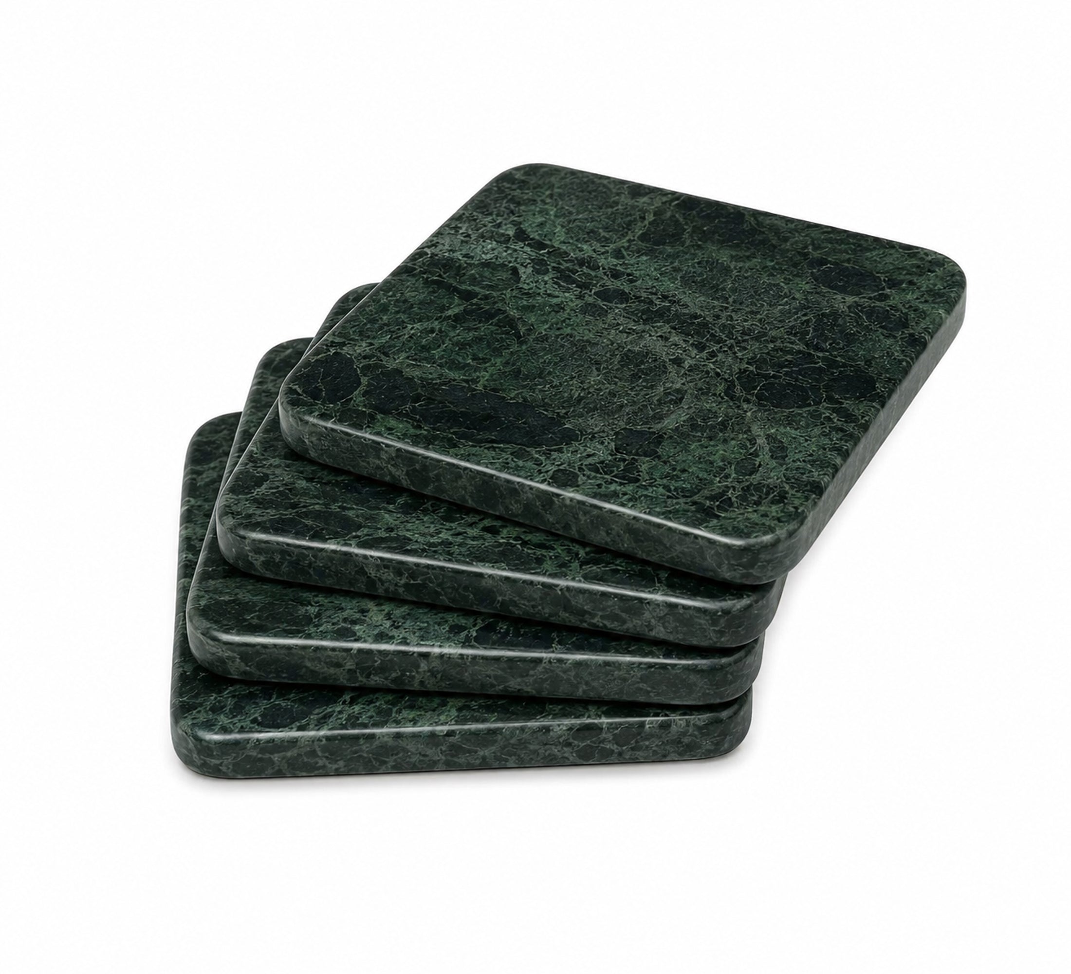 Bosco Square Marble Coaster Set of 4 10x10x4.5cm Green