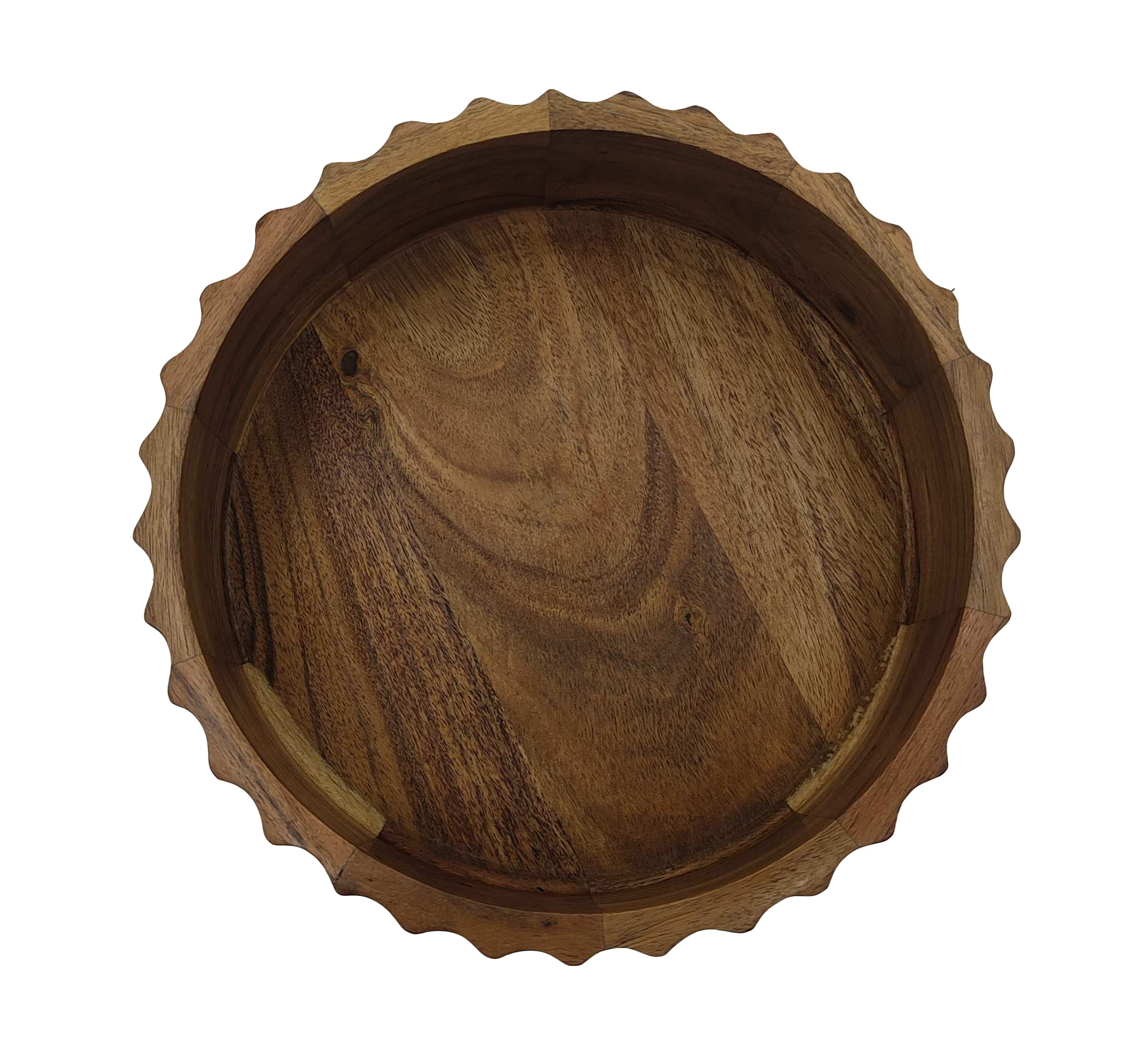 Ravello Fluted Round Carved Bowl 20x20x8.8cm Natural Brown