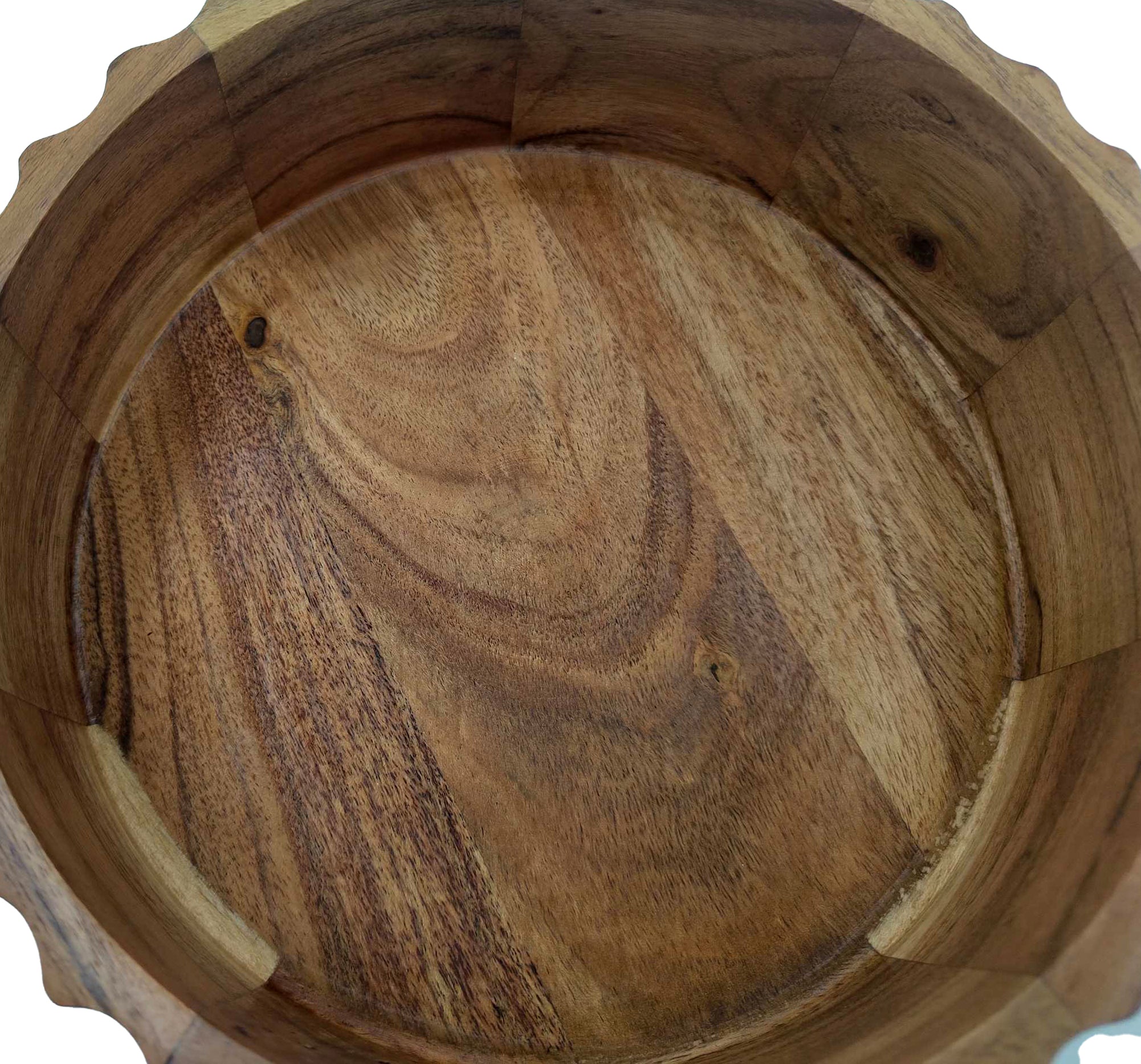 Ravello Fluted Round Carved Bowl 20x20x8.8cm Natural Brown