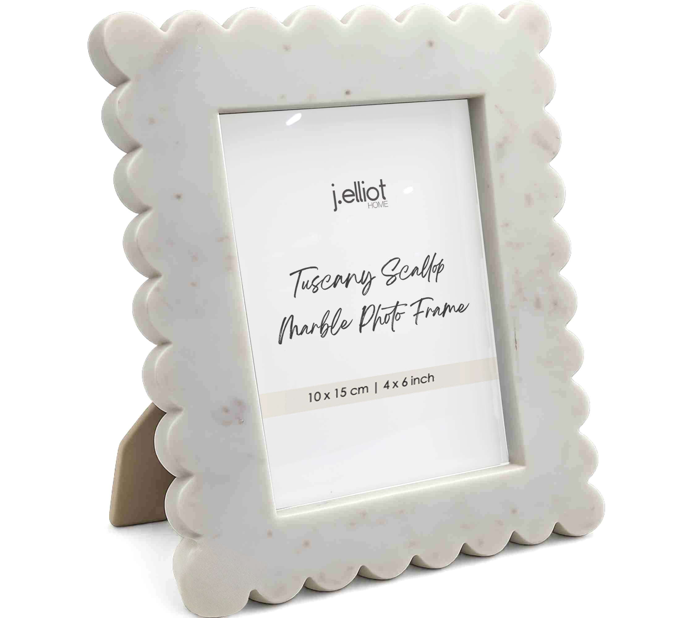 Tuscany Scallop Marble Photo Frame 10x15cm White
