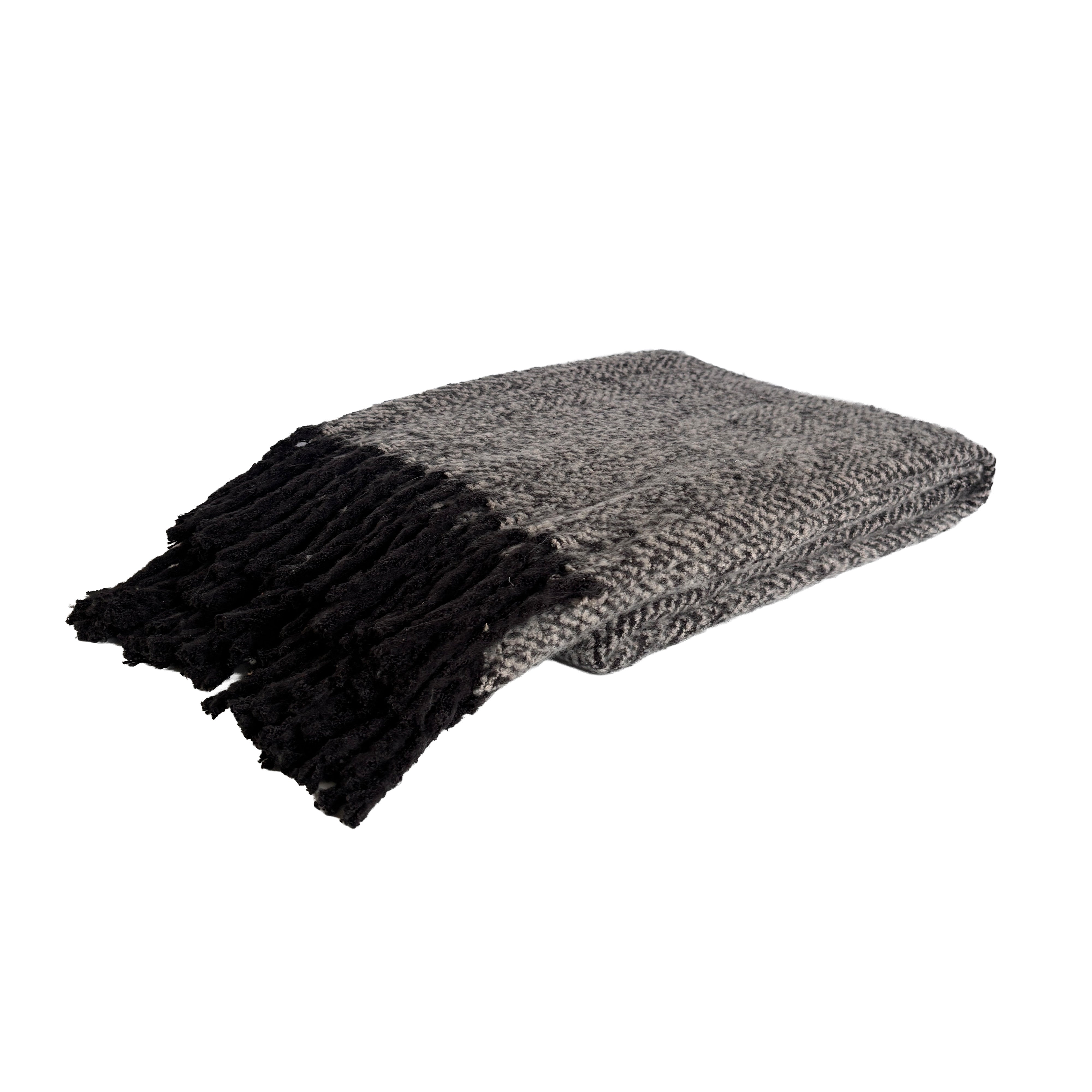 Alba Faux Mohair Throw 130x170cm Grey Black
