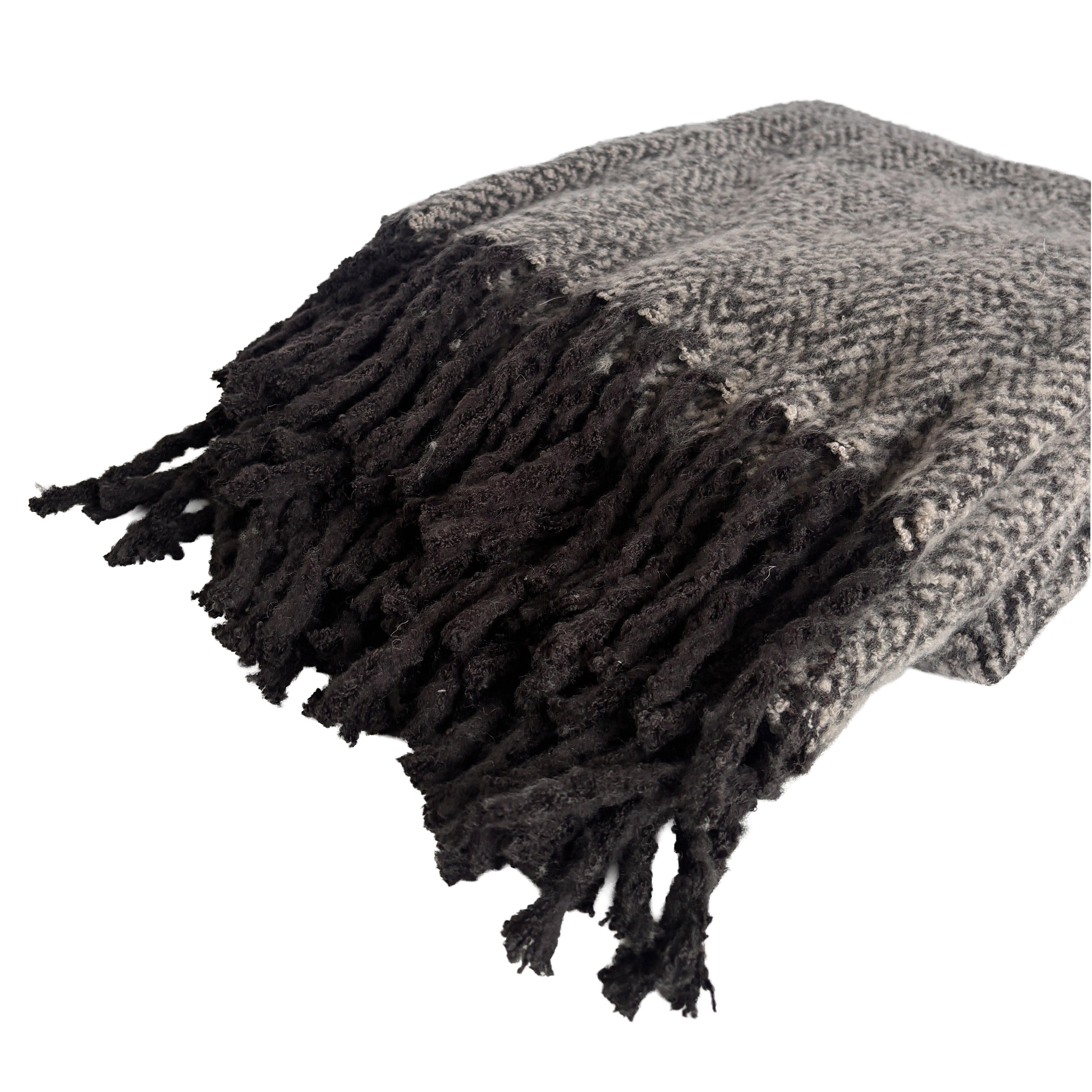 Alba Faux Mohair Throw 130x170cm Grey Black