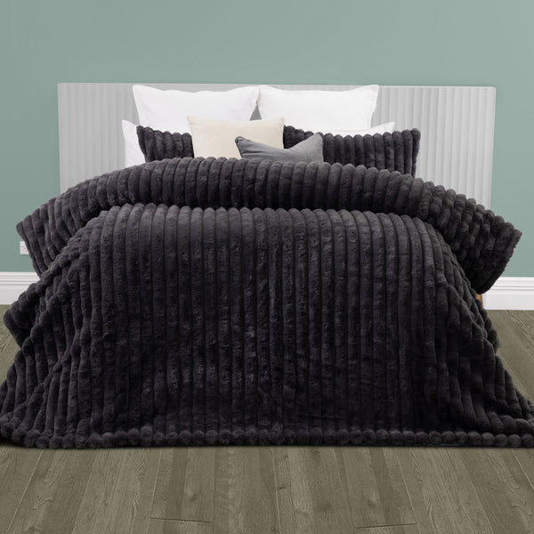 Arna 3 Pc Comforter Queen 240x240cm + 2 Pillow Cases 48x73cm Charcoal