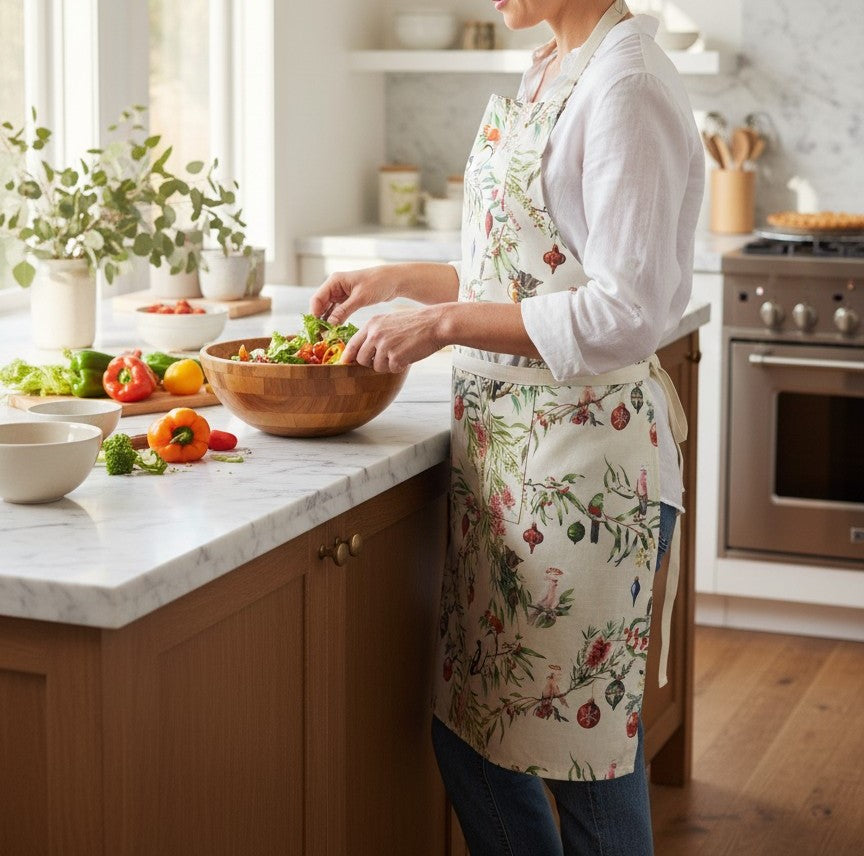 Australian Flora & Fauna Apron 83x68cm Beige Multi