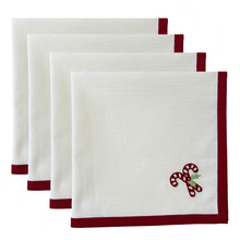 Load image into Gallery viewer, Candy Cane Printed Napkins 4pk 45x45x0.03cm White Multi