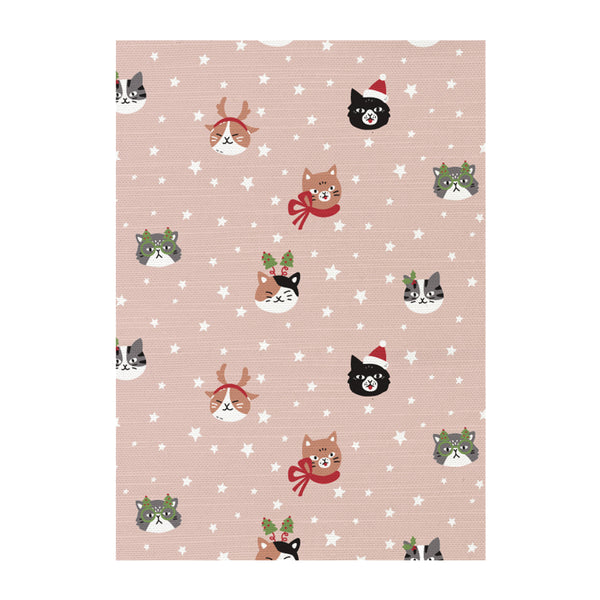 Cat Portrait Christmas Tea Towel 2pk 50x70cm Pink Multi; ETA End July