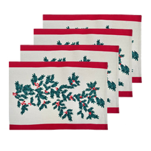 Load image into Gallery viewer, Christmas Foliage Placemat Set of 4 33x48x0.2cm Green Multi