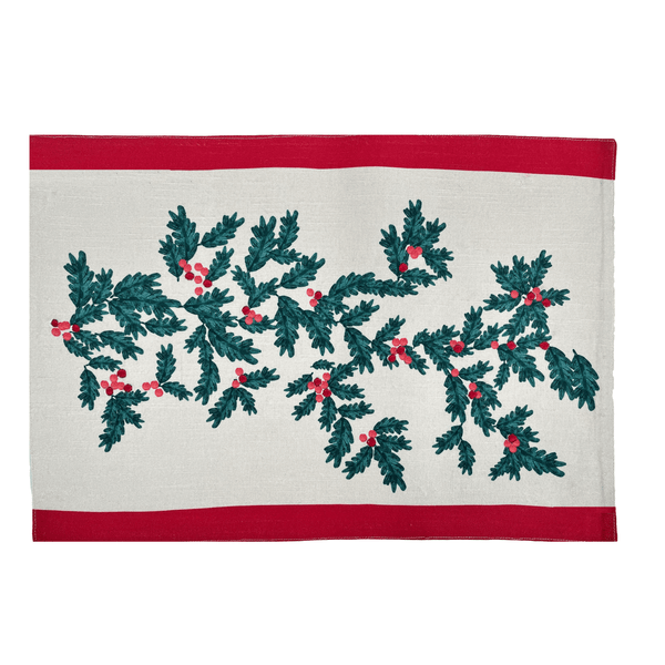 Christmas Foliage Placemat Set of 4 33x48x0.2cm Green Multi