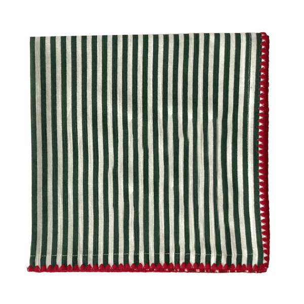 Christmas Foliage Printed Napkins 4pk 45x45x0.03cm Green & White Multi