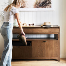 Load image into Gallery viewer, Clark Shoe Rack with Double Drawer Walnut