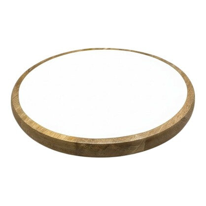 Corinne Circular Tray 35x35x3cm White & Natural