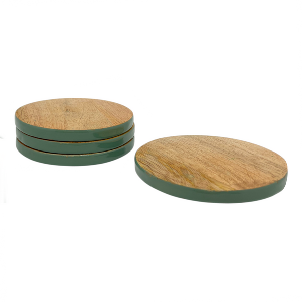 Corinne Coasters 4pk 10x10x1cm Green & Natural
