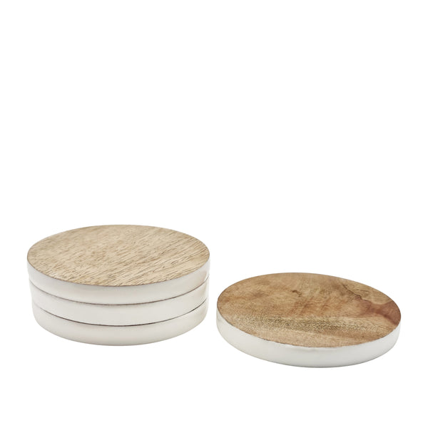 Corinne Coasters 4pk 10x10x1cm White & Natural