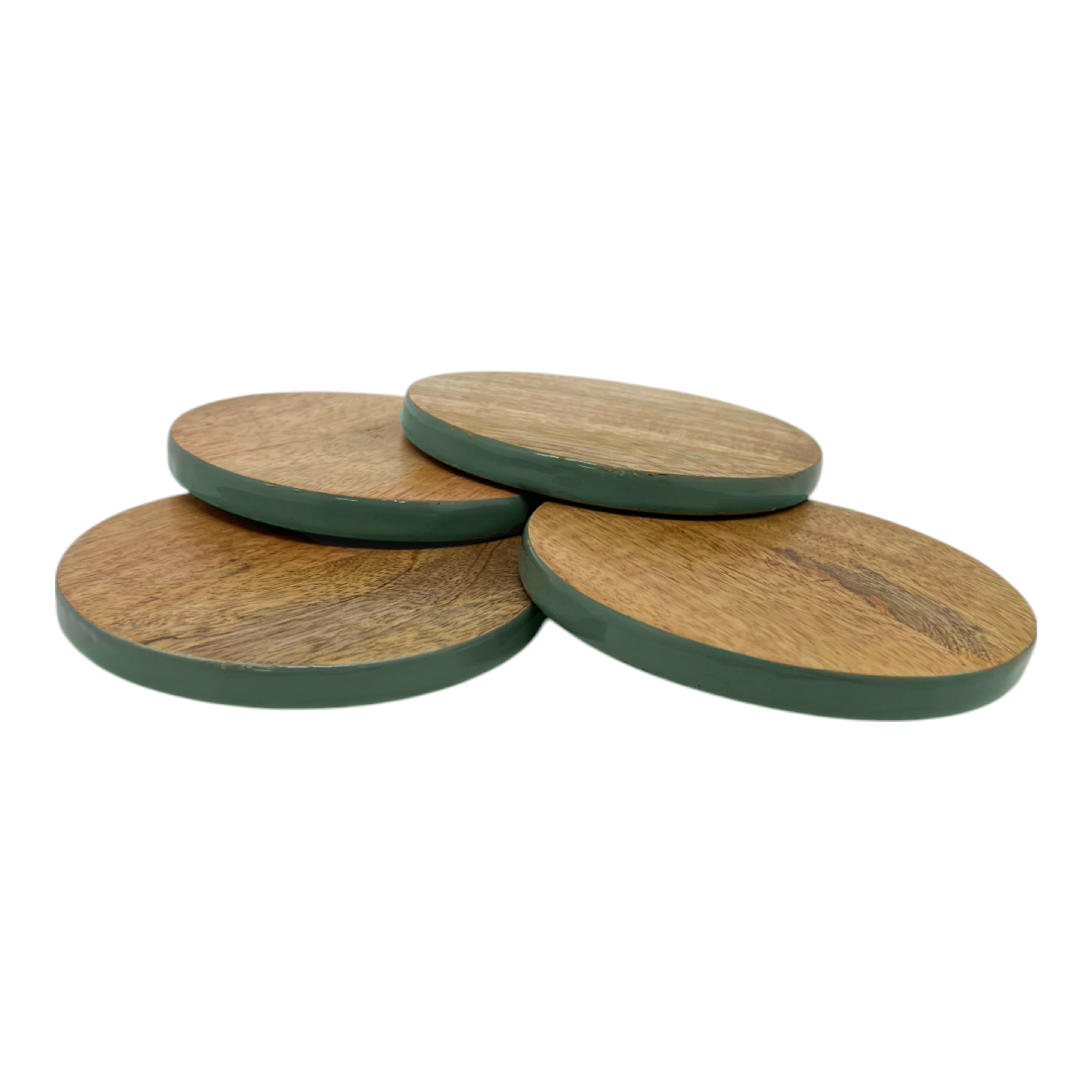 Corinne Coasters 4pk 10x10x1cm Green & Natural