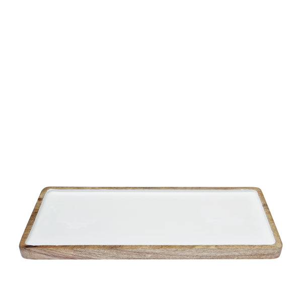 Corinne Rectangle Tray Small 40x18x2.5cm White & Natural; ETA Early January