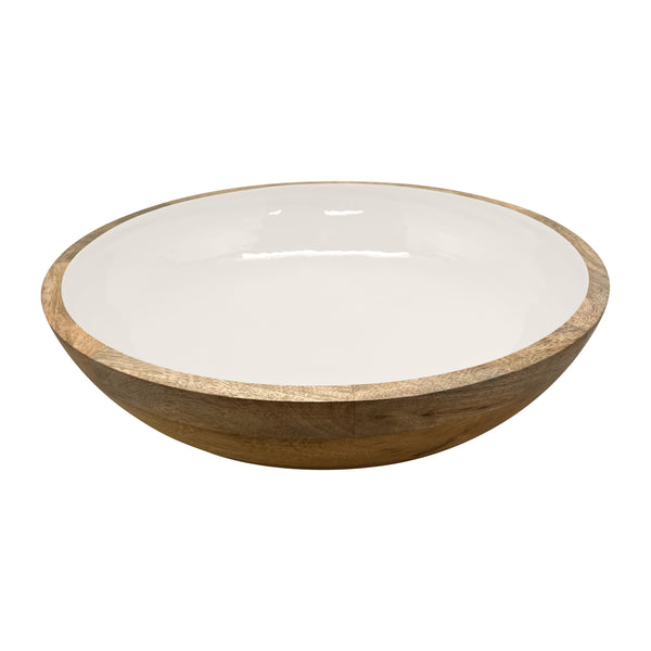 Corinne Salad Bowl 40x40x10cm White & Natural