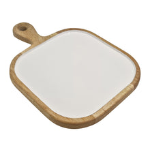 Load image into Gallery viewer, Corinne Square Tray with Handle 26x36x2.5cm White & Natural