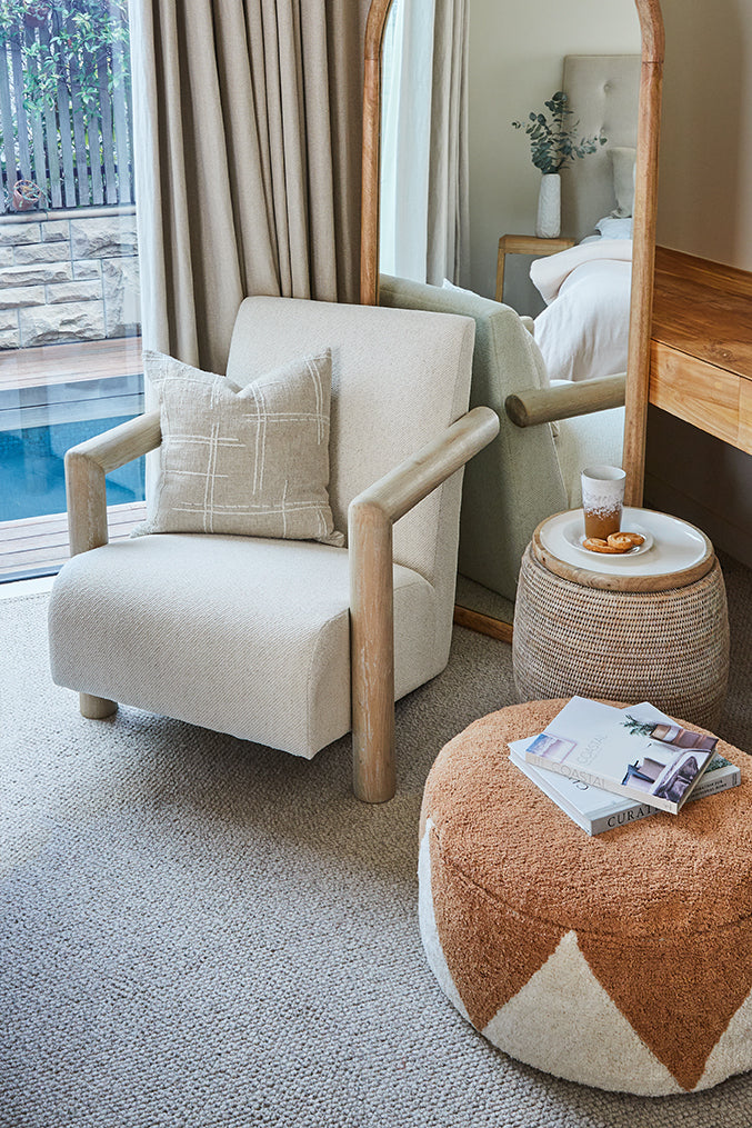 Creston Wood Armchair 78x92x82cm Ivory
