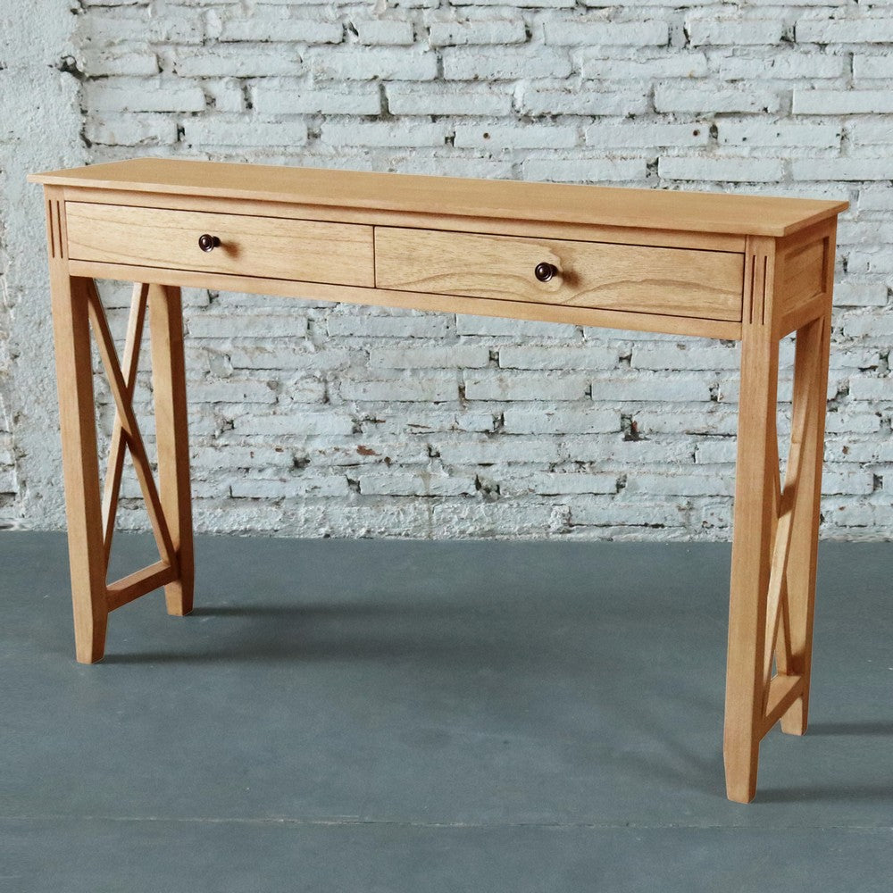 Devon 2 Drawer Console Table 120x30x80cm Oak