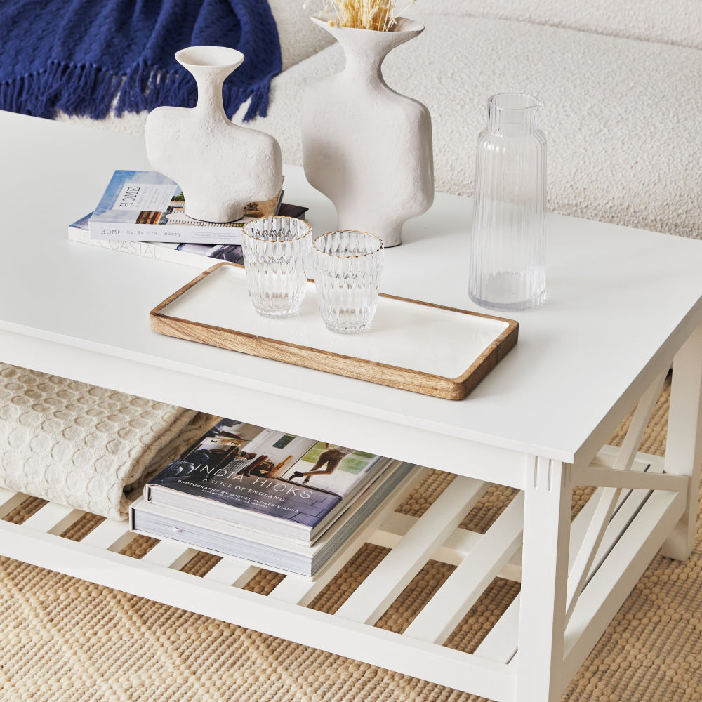 Devon Coffee Table with Shelf 120x60cm White