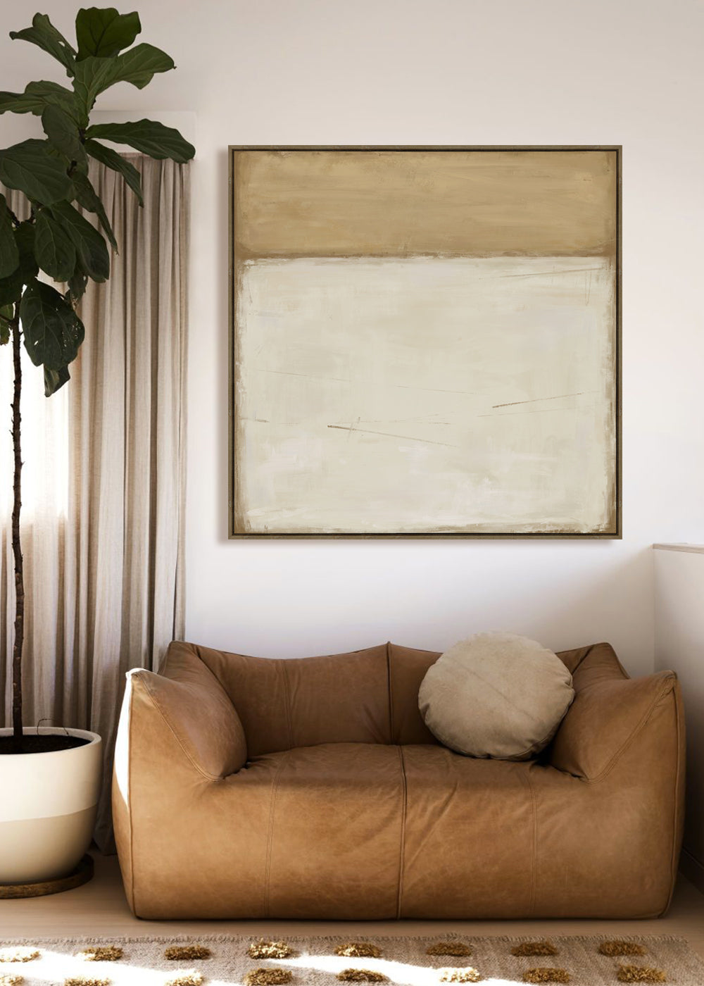 Earthline Framed Canvas 80x80x4cm Brown & Beige Multi