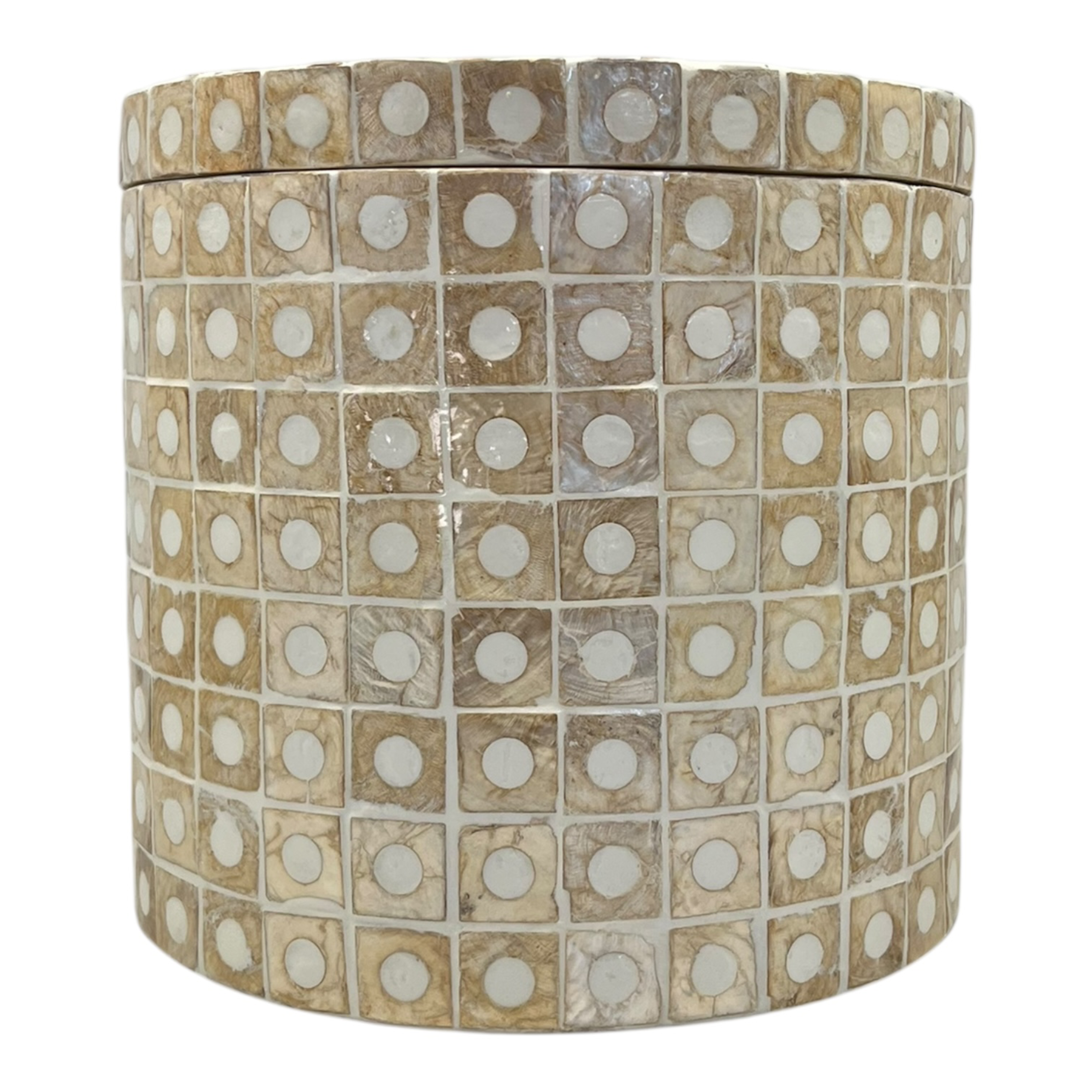 Elodie Pearl Large Circular Box 20x20x18cm Natural