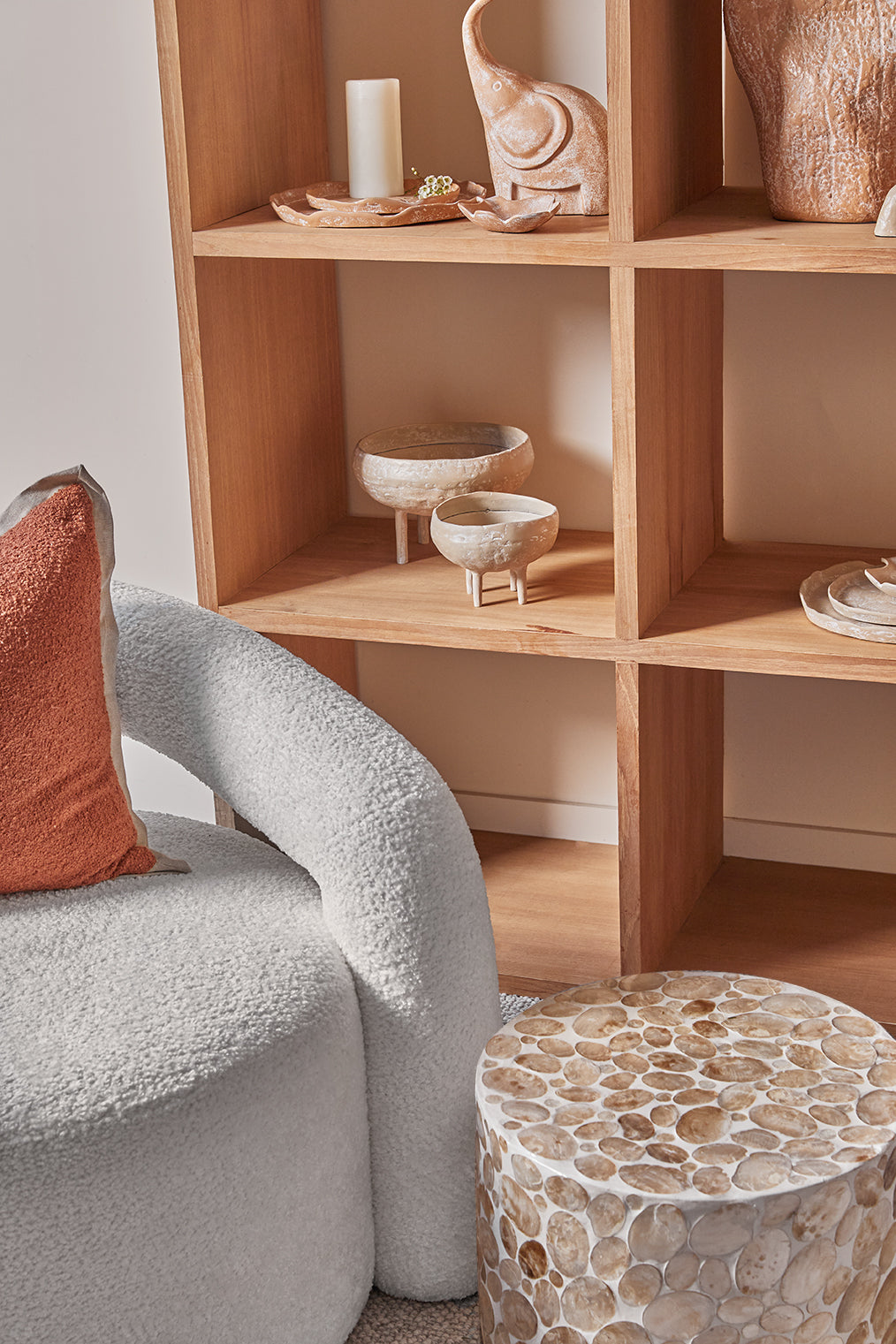 Elodie Pearl Ottoman 40x40x42cm Natural