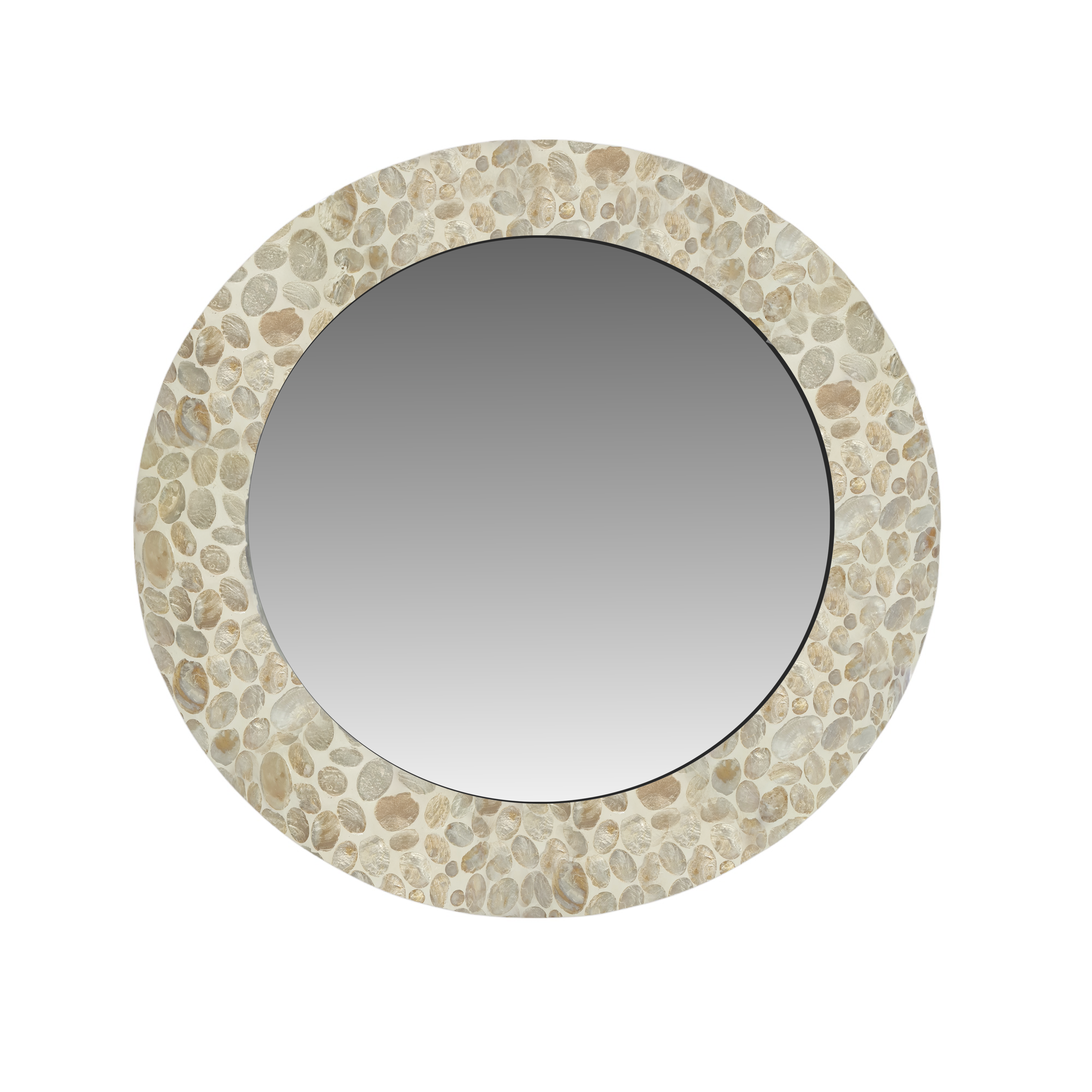 Elodie Pearl Round Mirror 75x75x1.5cm Natural