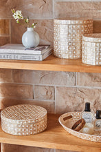 Load image into Gallery viewer, Elodie Pearl Small Circular Box 14x14x12cm Natural