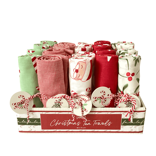 Festive Noel Gift Set of 20 Tea Towel 50x70x0.3cm Multi